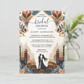 アラビアレトロエキゾチックはっきりしたダマスクブライダルシャワー 招待状 (スタンド正面)