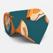 アラビアンウルフカラフルモザイクカスタムパターン ネクタイ (ロール)