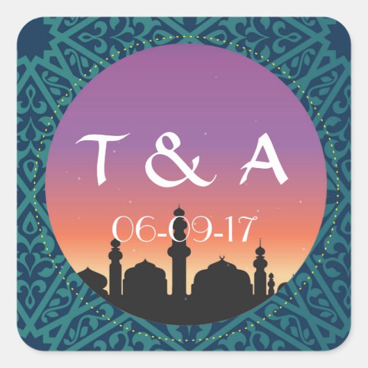 アラビアンステッカー明るいモロッカン準好物 スクエアシール (正面)