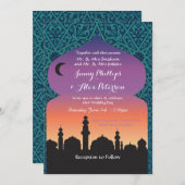 アラビアンナイツウエディングパーティーモロッコティール(緑がかった色)招待状 招待状 (正面/裏面)
