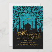 アラビアンナイツティール（緑がかった色）誕生日招待状 招待状 (正面)