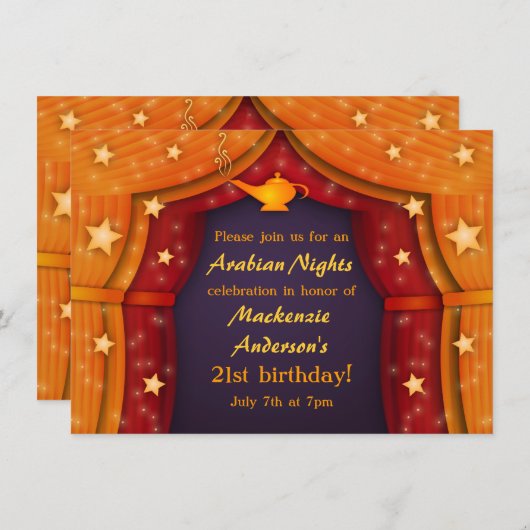 アラビアンナイツテントパーティの招待状 招待状 (正面/裏面)