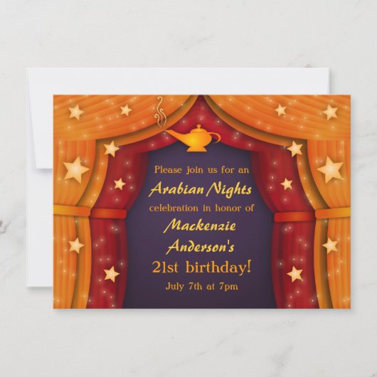 アラビアンナイツテントパーティの招待状 招待状 (正面)