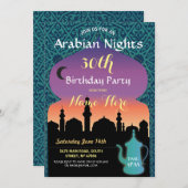 アラビアンナイツバースデーパーティードジュエルヘナ招待状 招待状 (正面/裏面)