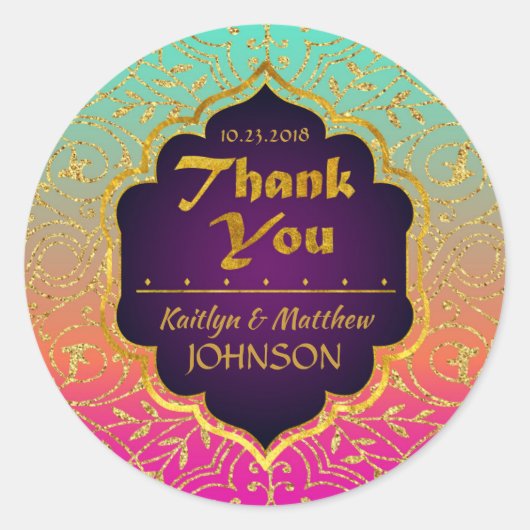 アラビアンナイツボリウッドありがとうラベル ラウンドシール (正面)