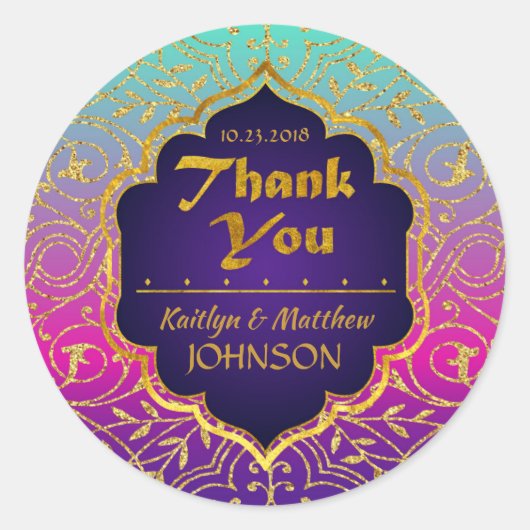 アラビアンナイツボリウッドありがとうラベル ラウンドシール (正面)