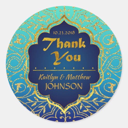 アラビアンナイツボリウッドありがとうラベル ラウンドシール (正面)