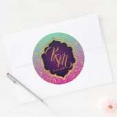 アラビアンナイツボリウッドモノグラム結婚ズラベル ラウンドシール (封筒)