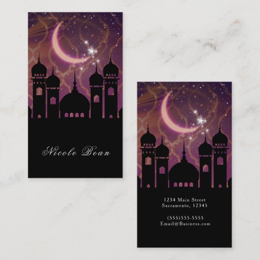 アラビアンナイツモロッコ中東紫ピンク 名刺 (正面/裏面)