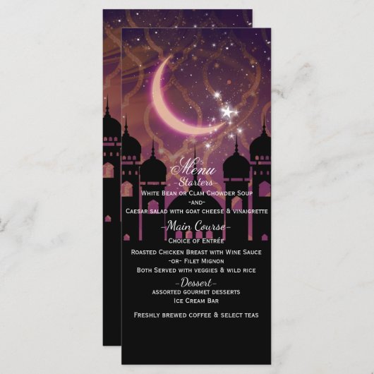 アラビアンナイツモロッコ中東部パーティーメニュー メニュー (正面/裏面)