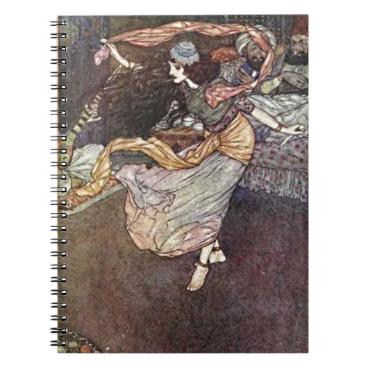 アラビアンナイツ踊りガールとスカーフイラストレット ノートブック (正面)