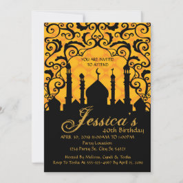 アラビアンナイツ、金ゴールド誕生日招待状 招待状