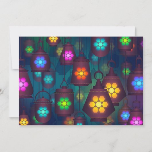 アラビアンナイトのランタンのパーティーのテーマ 招待状 (正面)