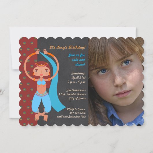 アラビアンナイトの誕生日パーティー写真招待状 招待状 (正面)