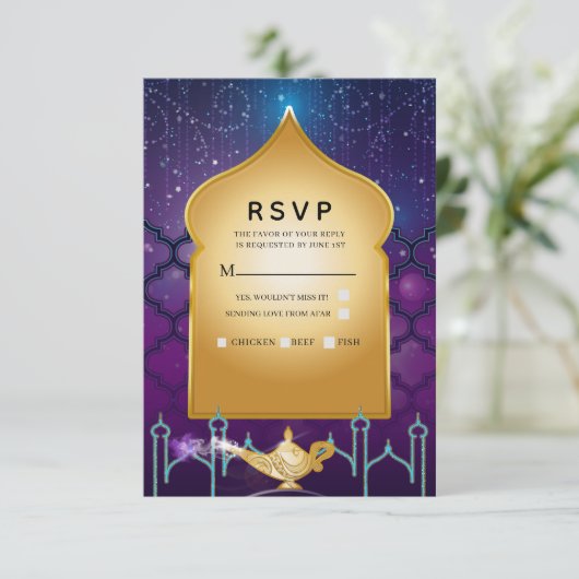 アラビアンナイトの魔法のモロッコの誕生日 受付確認 出欠カード (スタンド正面)