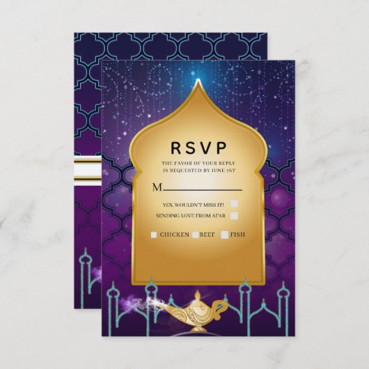 アラビアンナイトの魔法のモロッコの誕生日 受付確認 出欠カード (正面/裏面)