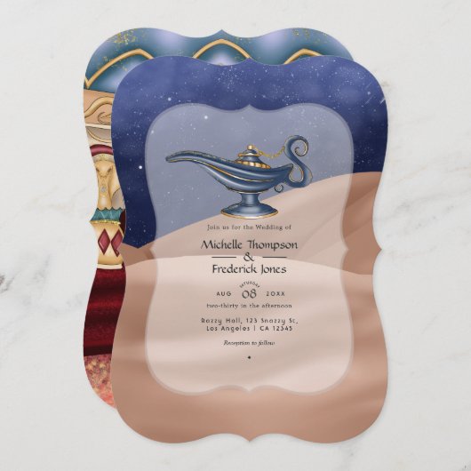 アラビアンナイトをテーマにしたウェディング 招待状 (正面/裏面)