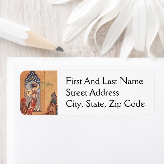 アラビアンナイトエキゾチックなベリーダンサーとスカーフ ラベル (インサイチュ)