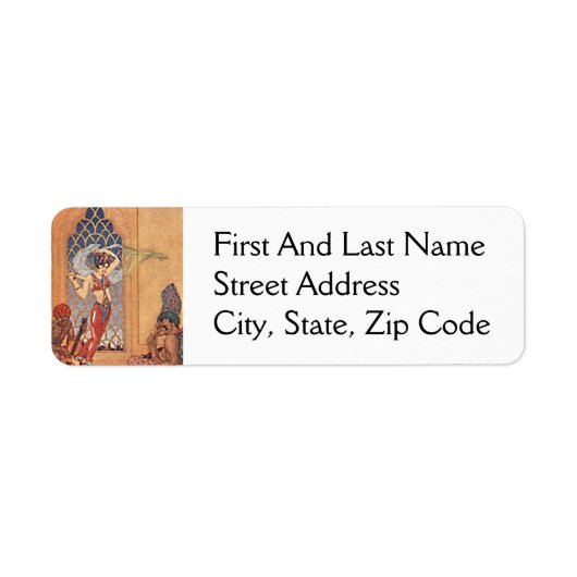 アラビアンナイトエキゾチックなベリーダンサーとスカーフ ラベル (正面)