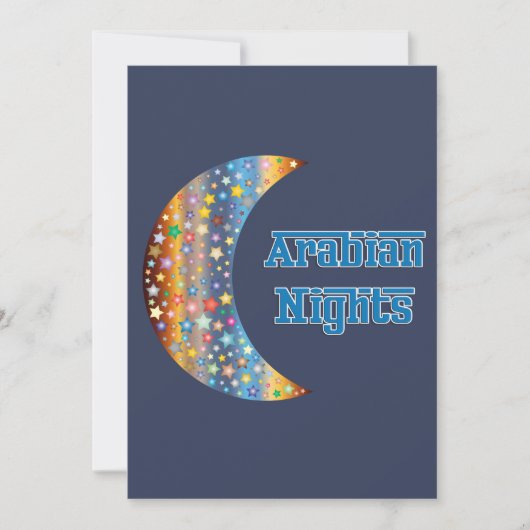 アラビアンナイトクレセントムーンスターデザイン 招待状 (正面)