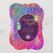 アラビアンナイトスウィート16キンセアニェラ任意の年齢パーティー 招待状 (正面/裏面)