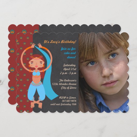 アラビアンナイトバースデーパーティーの写真の招待状 招待状 (正面/裏面)