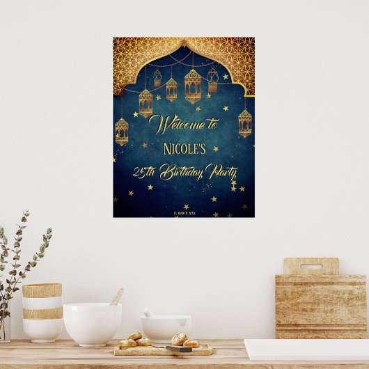 アラビアンナイトバースデーパーティーパーソナライズされたへようこそ ポスター (キッチン)