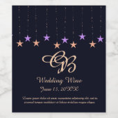 アラビアンナイトパープルと金ゴールドスター ワインラベル (シングルラベル)