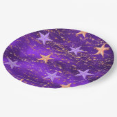 アラビアンナイトパープル&金ゴールドスター ペーパープレート (アングル)
