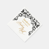 アラビアンナイトブラックと金ゴールド スタンダードカクテルナプキン (角)