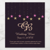 アラビアンナイトマゼンタと金ゴールド星 ワインラベル (シングルラベル)