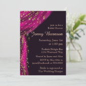 アラビアンナイトマゼンタ&金ゴールドブライダルシャワー 招待状 (スタンド正面)