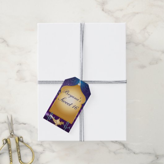 アラビアンナイト金ゴールド魔法ランプパーティー ギフトタグ (より糸付き)