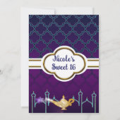 アラビアンナイト金ゴールド魔法ランプ誕生日パーティー 招待状 (裏面)