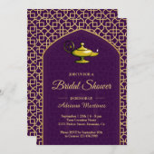 アラビアンナイト魔法ランプパープルブライダルシャワー 招待状 (正面/裏面)