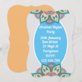 アラビアンナイト カラフル モザイク パーティー テーマ 招待状 (正面/裏面)