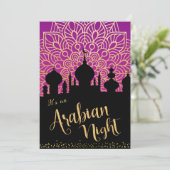 アラビアンナイト パープルとブラックのパーティー招待状 招待状 (スタンド正面)