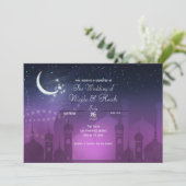 アラビアンナイト モロッカン パープル ムーンライト ウェディング 招待状 (スタンド正面)
