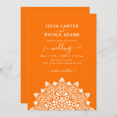 アラビアンヌ・スタイルの花のアーチ曼荼羅ウェディング 招待状 (正面/裏面)