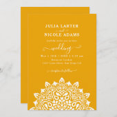 アラビアンヌ・スタイルの花のアーチ曼荼羅ウェディング 招待状 (正面/裏面)
