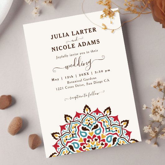 アラビアンヌ・スタイルの花弧マンダラ結婚式 招待状