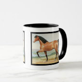 アラビアンベイホースヴィンテージウォーターカラーファインアート マグカップ (正面右)
