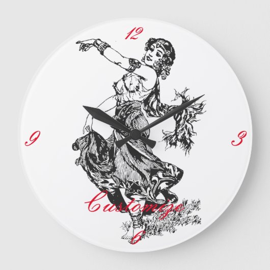 アラビアンベリーダンサーヴィンテージアートサンダー_コーブ ラージ壁時計 (正面)