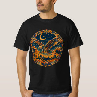アラビアンホーク月砂漠アート Tシャツ
