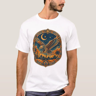 アラビアンホーク月砂漠アート Tシャツ