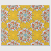 アラビアンボホエレガントジオメトリックモロッカンイエロー ラッピングペーパー (フラット)