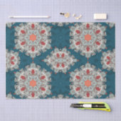 アラビアンボホエレガントジオメトリックモロッカン レトロ ティール 薄葉紙 (クラフト)