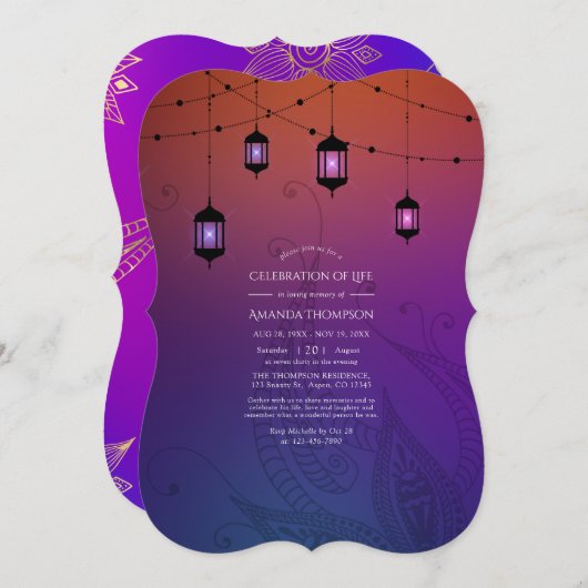 アラビアンボリウッドお祝いオブライフ招待状 招待状 (正面/裏面)