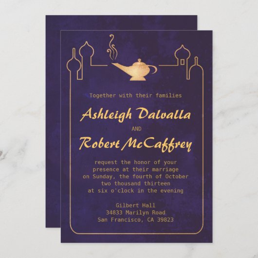 アラビアン魔法ランプ結婚式招待状 招待状 (正面/裏面)