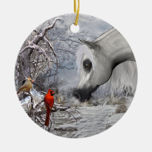 アラビア人および(鳥)ショウジョウコウカンチョウのオーナメント セラミックオーナメント (正面)